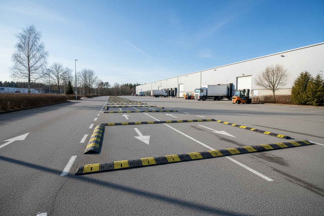 Farthinder på parkering och industriområde