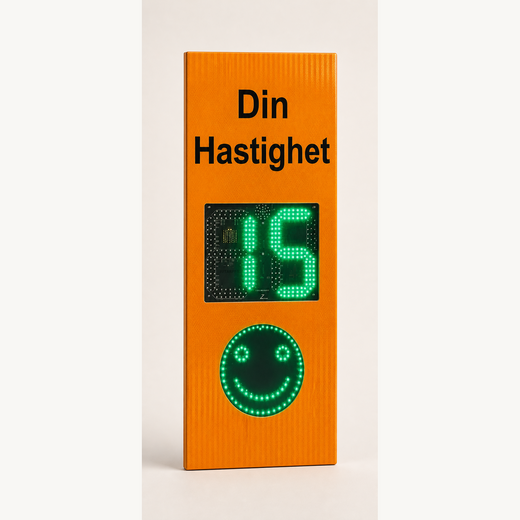 Hastighetsdisplay 24 GHz med färgväxling och smiley - genererad produktbild 1:1