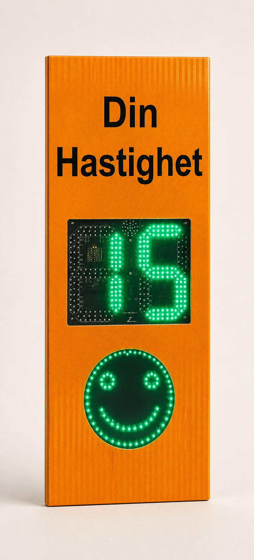 Hastighetsdisplay 24 GHz med färgväxling och smiley - genererad produktbild från leverantörsreferens